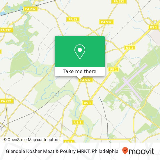Mapa de Glendale Kosher Meat & Poultry MRKT, 9305 Banes St Philadelphia, PA 19115