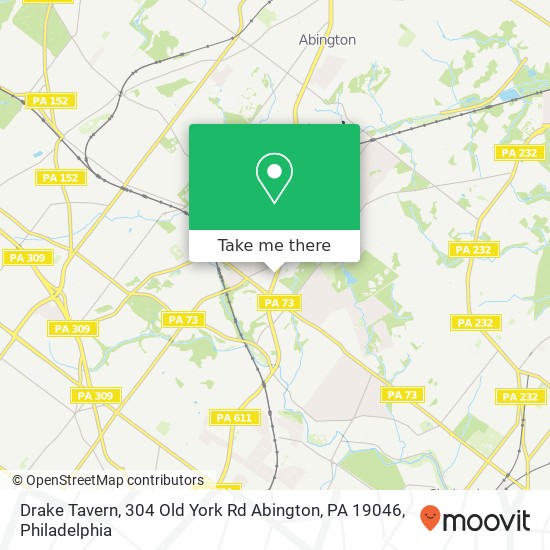 Mapa de Drake Tavern, 304 Old York Rd Abington, PA 19046