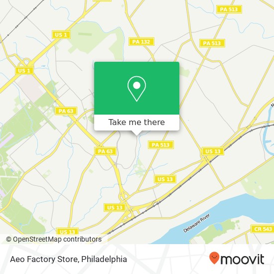 Mapa de Aeo Factory Store, 1420 Franklin Mills Cir Philadelphia, PA 19154