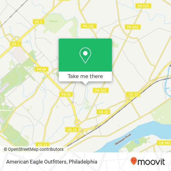 Mapa de American Eagle Outfitters, 1420 Franklin Mills Cir Philadelphia, PA 19154