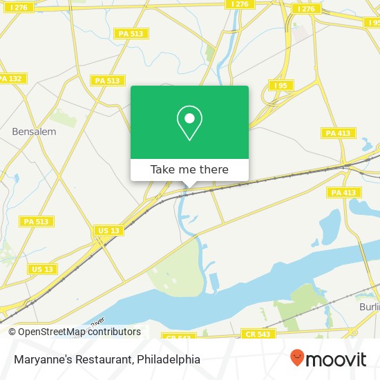 Mapa de Maryanne's Restaurant, 290 Bristol Pike Croydon, PA 19021