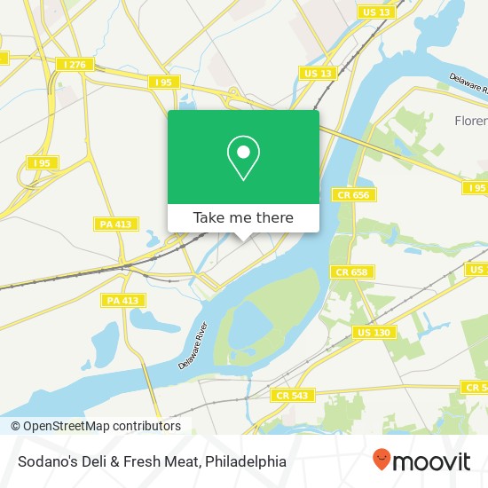 Mapa de Sodano's Deli & Fresh Meat, 366 Lafayette St Bristol, PA 19007