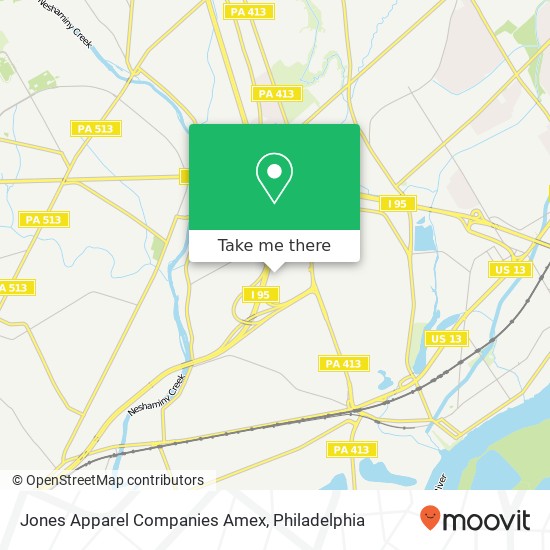Mapa de Jones Apparel Companies Amex, 180 Rittenhouse Cir Bristol, PA 19007