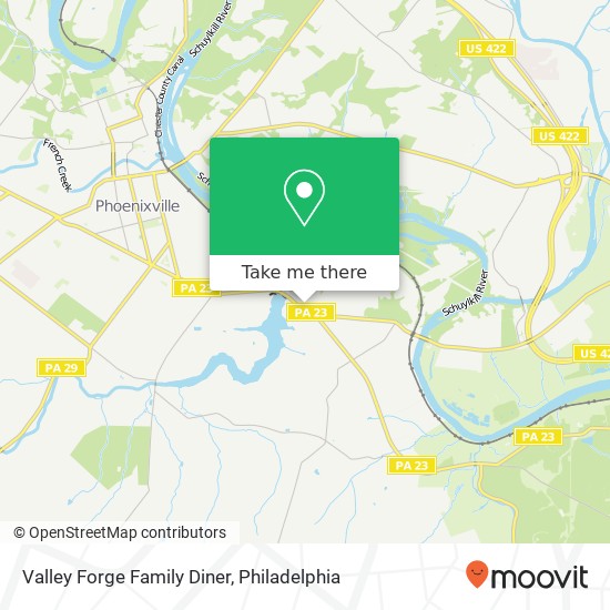 Mapa de Valley Forge Family Diner, 1145 Valley Forge Rd Phoenixville, PA 19460