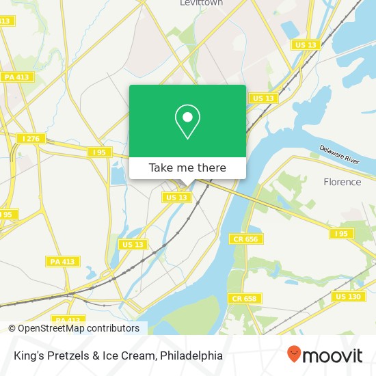 Mapa de King's Pretzels & Ice Cream, 498 Green Ln Bristol, PA 19007