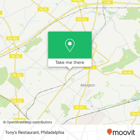 Tony's Restaurant, 1352 Easton Rd Abington, PA 19001 map