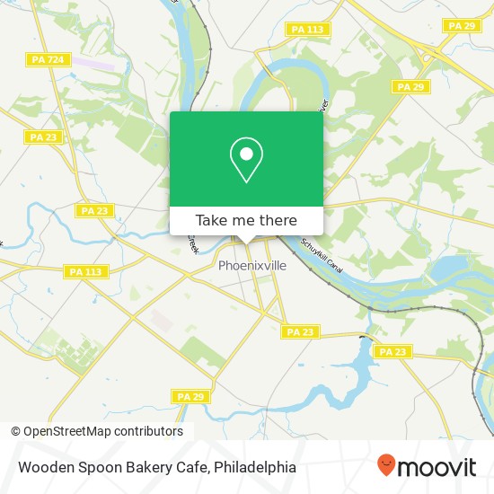 Mapa de Wooden Spoon Bakery Cafe, 24 S Main St Phoenixville, PA 19460