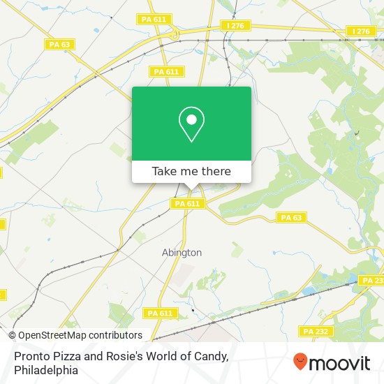 Pronto Pizza and Rosie's World of Candy, 1717 Old York Rd Abington, PA 19001 map