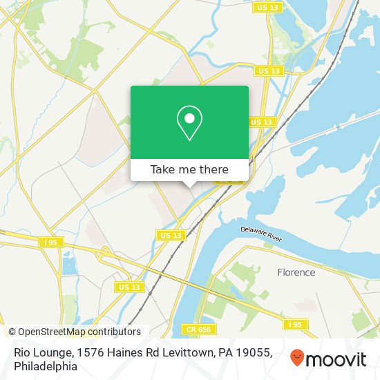 Mapa de Rio Lounge, 1576 Haines Rd Levittown, PA 19055
