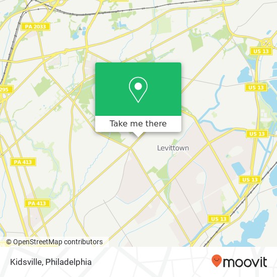 Mapa de Kidsville, 7411 New Falls Rd Levittown, PA 19055