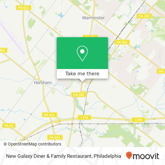 Mapa de New Galaxy Diner & Family Restaurant, 43 N York Rd Hatboro, PA 19040
