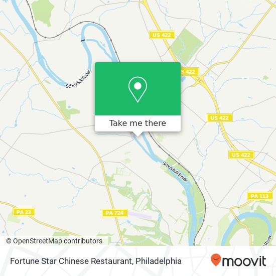 Mapa de Fortune Star Chinese Restaurant, 13 Riverside Dr Spring City, PA 19475