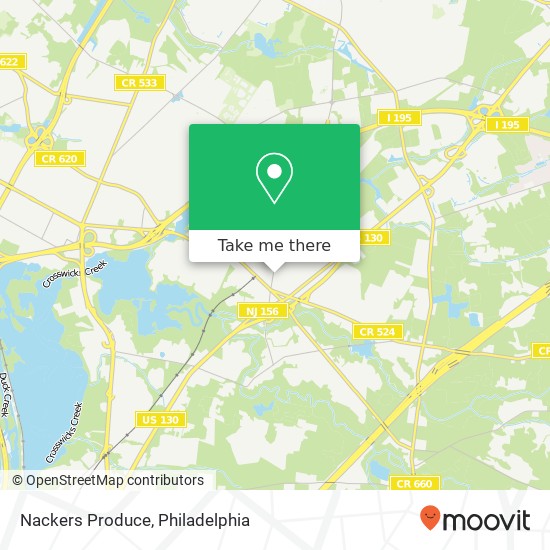 Mapa de Nackers Produce, 102 Yardville Hamilton Squ Rd Trenton, NJ 08620