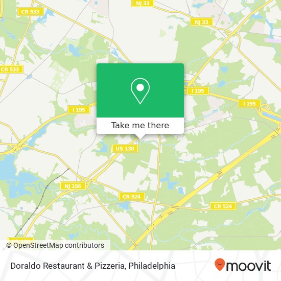 Mapa de Doraldo Restaurant & Pizzeria, 621 US Highway 130 Trenton, NJ 08691