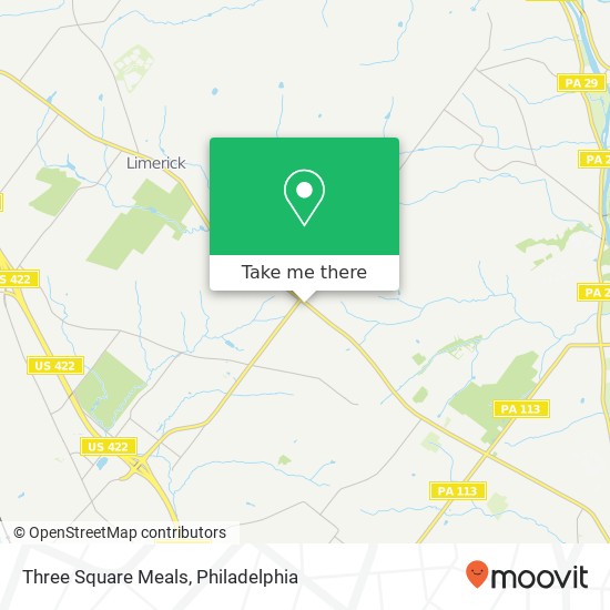 Mapa de Three Square Meals, 1850 E Ridge Pike Royersford, PA 19468