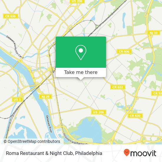 Mapa de Roma Restaurant & Night Club, 302 Franklin St Trenton, NJ 08611