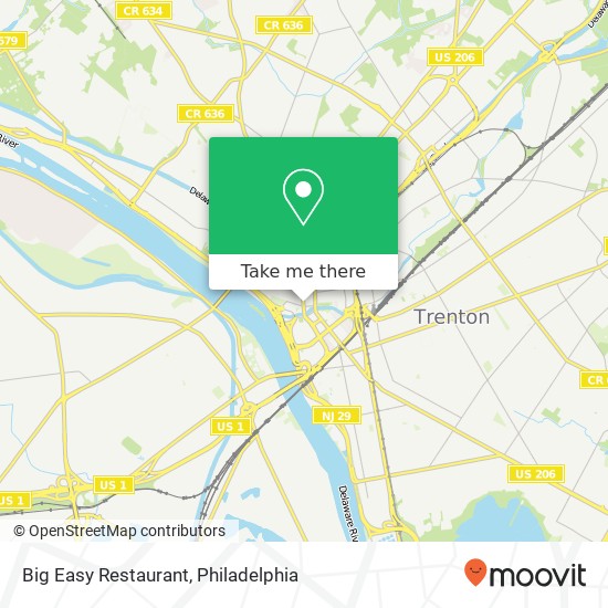 Mapa de Big Easy Restaurant, 120 S Warren St Trenton, NJ 08608