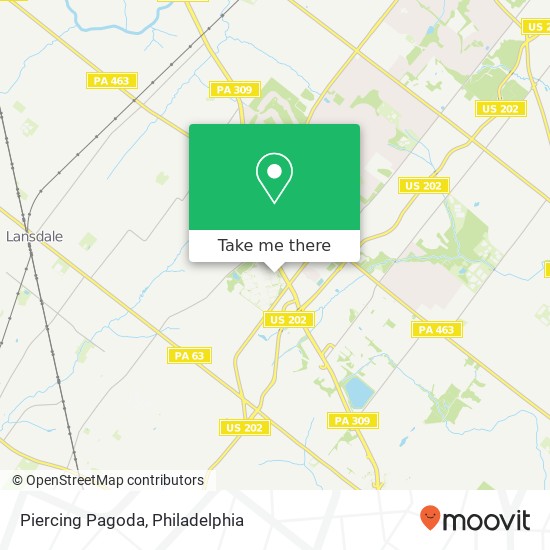 Mapa de Piercing Pagoda, 297 Montgomery Mall North Wales, PA 19454