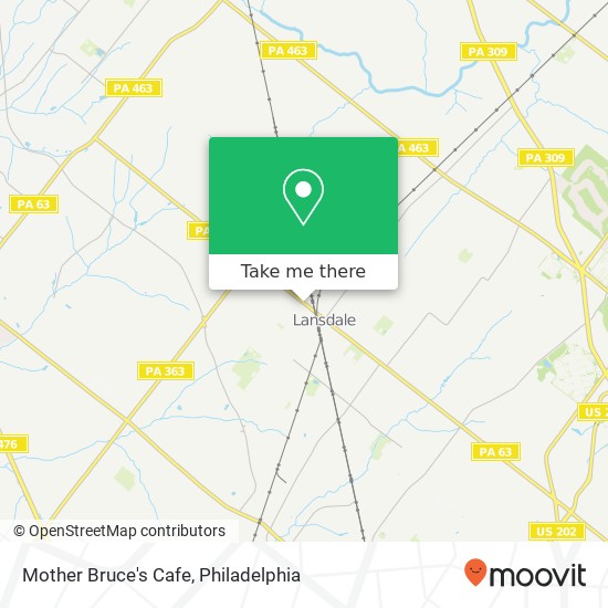 Mapa de Mother Bruce's Cafe, 312 W Main St Lansdale, PA 19446