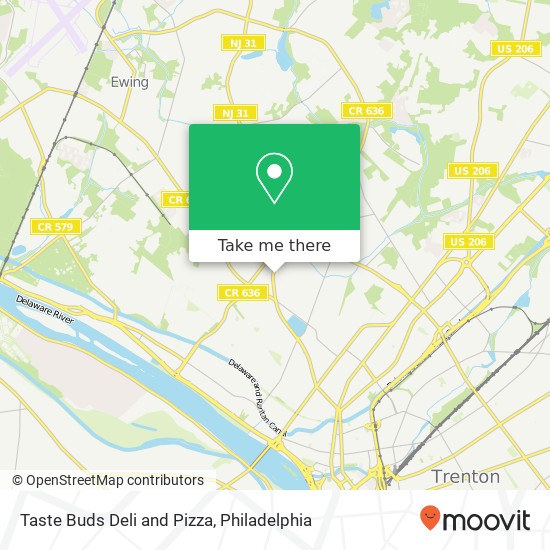 Mapa de Taste Buds Deli and Pizza, 1080 Pennington Rd Ewing, NJ 08618