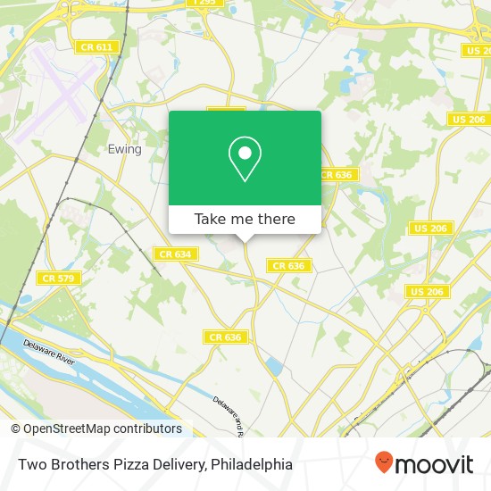 Mapa de Two Brothers Pizza Delivery, 1608 Pennington Rd Trenton, NJ 08618