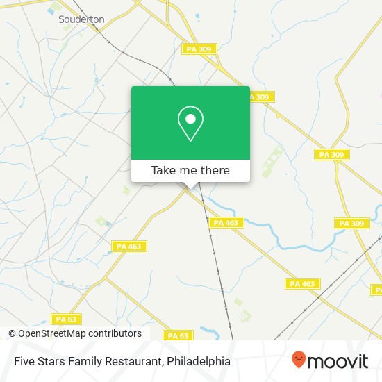 Mapa de Five Stars Family Restaurant, 42 E Lincoln Ave Hatfield, PA 19440