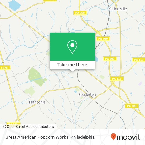 Mapa de Great American Popcorn Works, 336 W Broad St Telford, PA 18969