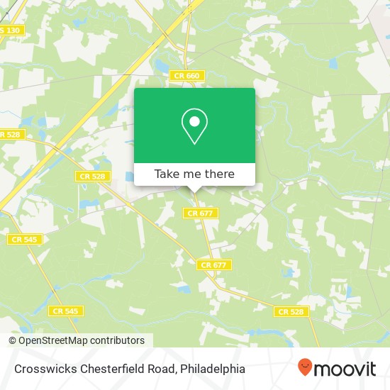 Crosswicks Chesterfield Road map