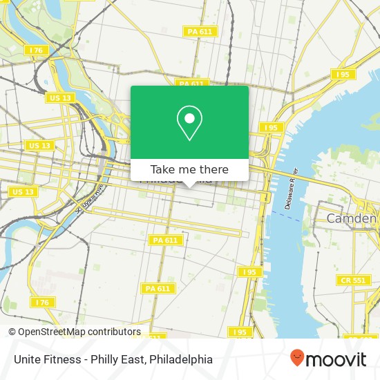 Unite Fitness - Philly East map