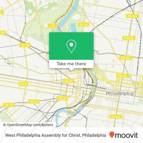 West Philadelphia Assembly for Christ map