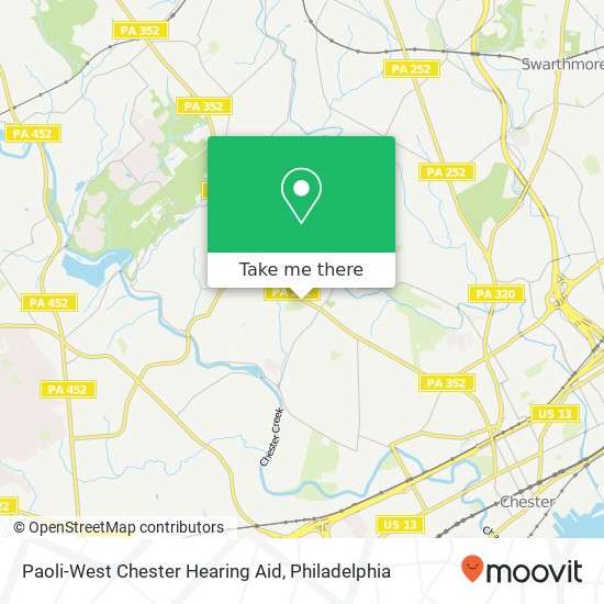 Paoli-West Chester Hearing Aid map