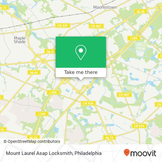 Mapa de Mount Laurel Asap Locksmith