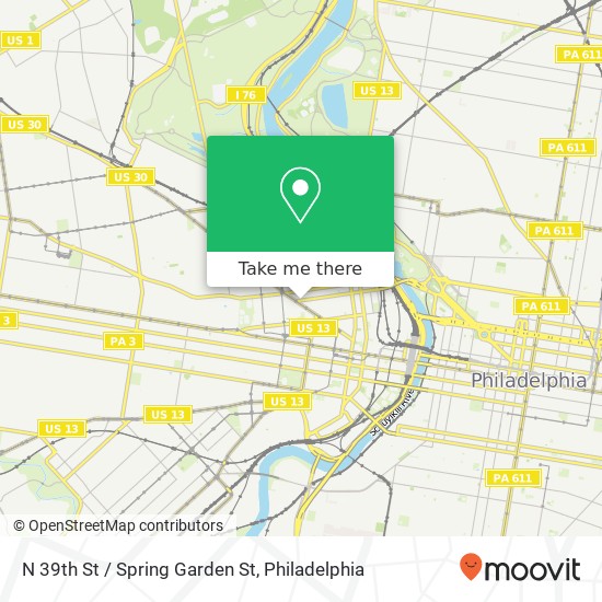 N 39th St / Spring Garden St map