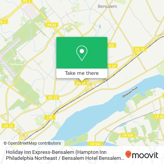 Mapa de Holiday Inn Express-Bensalem (Hampton Inn Philadelphia Northeast / Bensalem Hotel Bensalem)