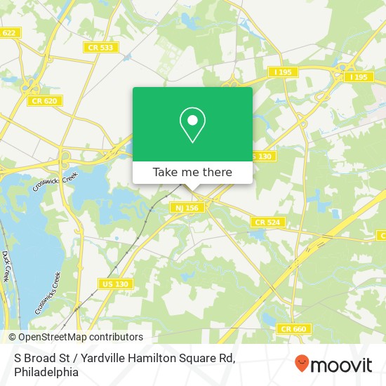 S Broad St / Yardville Hamilton Square Rd map