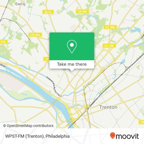 WPST-FM (Trenton) map