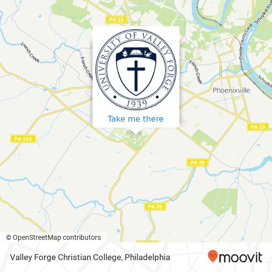 Valley Forge Christian College map