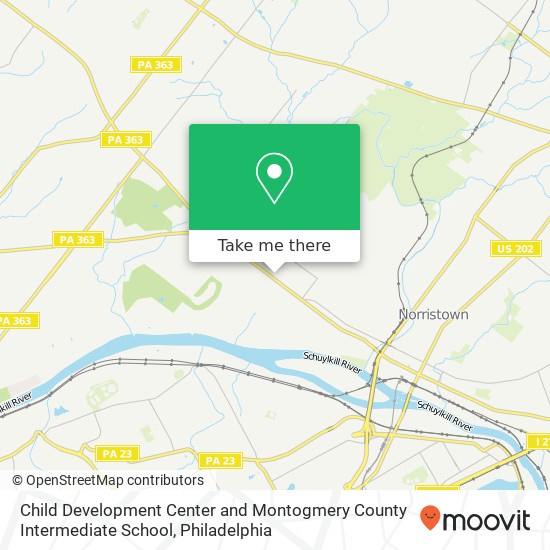 Child Development Center and Montogmery County Intermediate School map