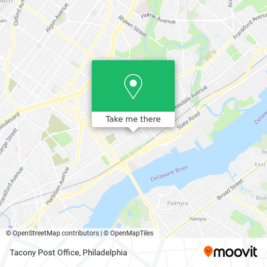 Tacony Post Office map