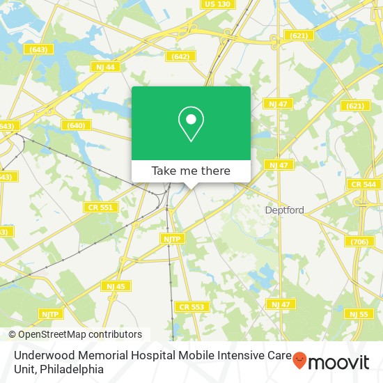 Mapa de Underwood Memorial Hospital Mobile Intensive Care Unit