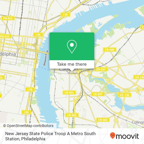 New Jersey State Police Troop A Metro South Station map