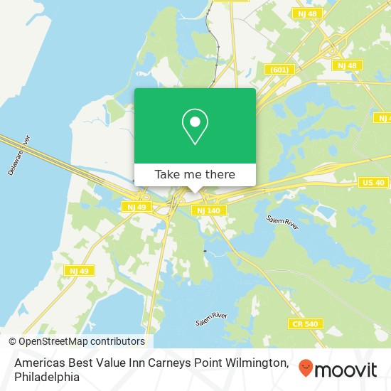 Mapa de Americas Best Value Inn Carneys Point Wilmington