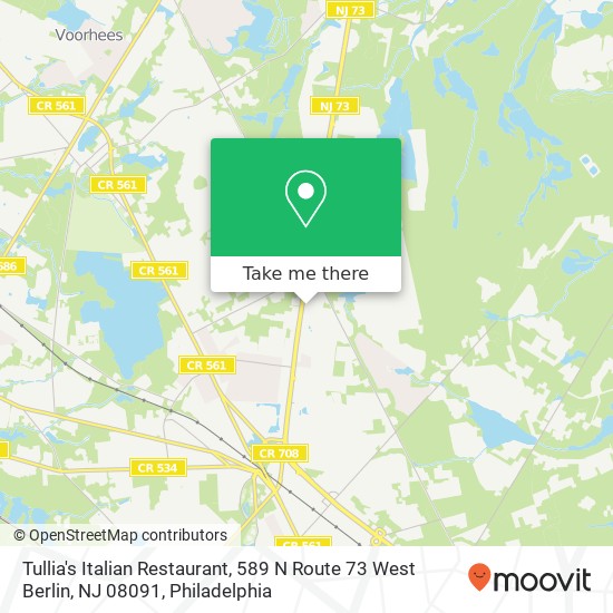 Tullia's Italian Restaurant, 589 N Route 73 West Berlin, NJ 08091 map