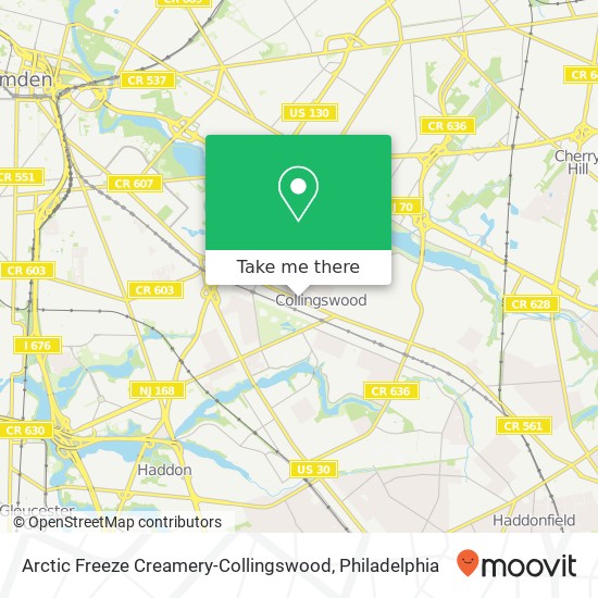 Mapa de Arctic Freeze Creamery-Collingswood, 495 Haddon Ave Collingswood, NJ 08108