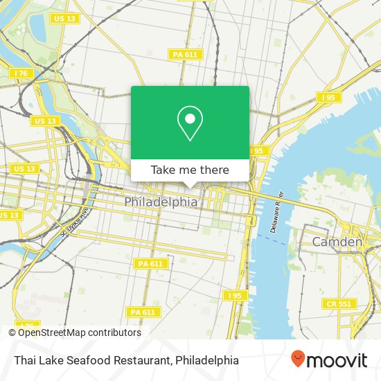 Mapa de Thai Lake Seafood Restaurant, 134 N 10th St Philadelphia, PA 19107