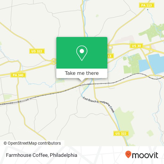 Mapa de Farmhouse Coffee, 115 W Lancaster Ave Downingtown, PA 19335