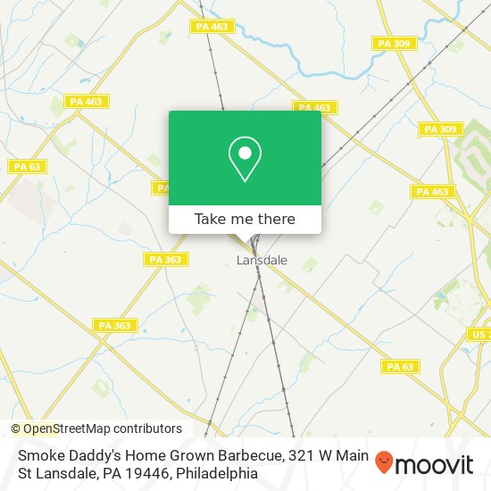 Mapa de Smoke Daddy's Home Grown Barbecue, 321 W Main St Lansdale, PA 19446