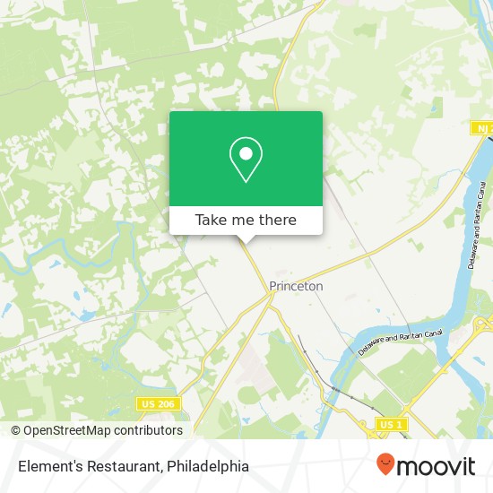 Mapa de Element's Restaurant, 163 Bayard Ln Princeton, NJ 08540