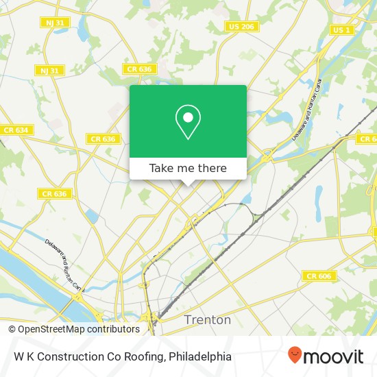 W K Construction Co Roofing map