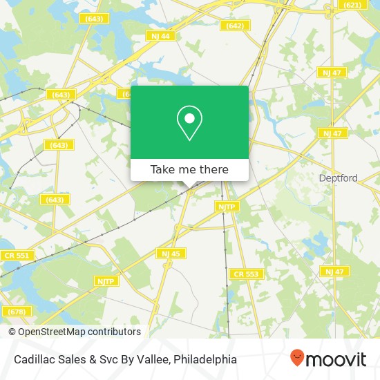 Cadillac Sales & Svc By Vallee map